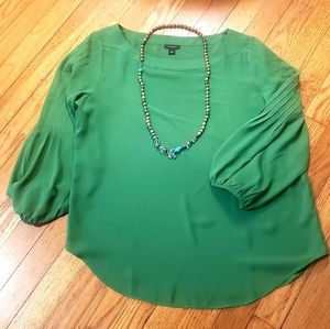 PUFF SLEEVE GREEN ANN TAYLOR